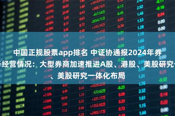 中国正规股票app排名 中证协通报2024年券商研究业务经营情况：大型券商加速推进A股、港股、美股研究一体化布局